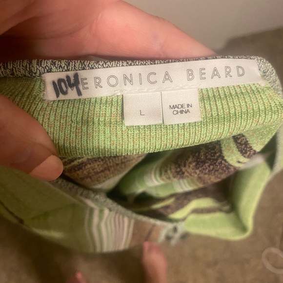 NWOT Veronica Beard $298 Velza halter knit green brown striped tank halter top L - Picture 7 of 9